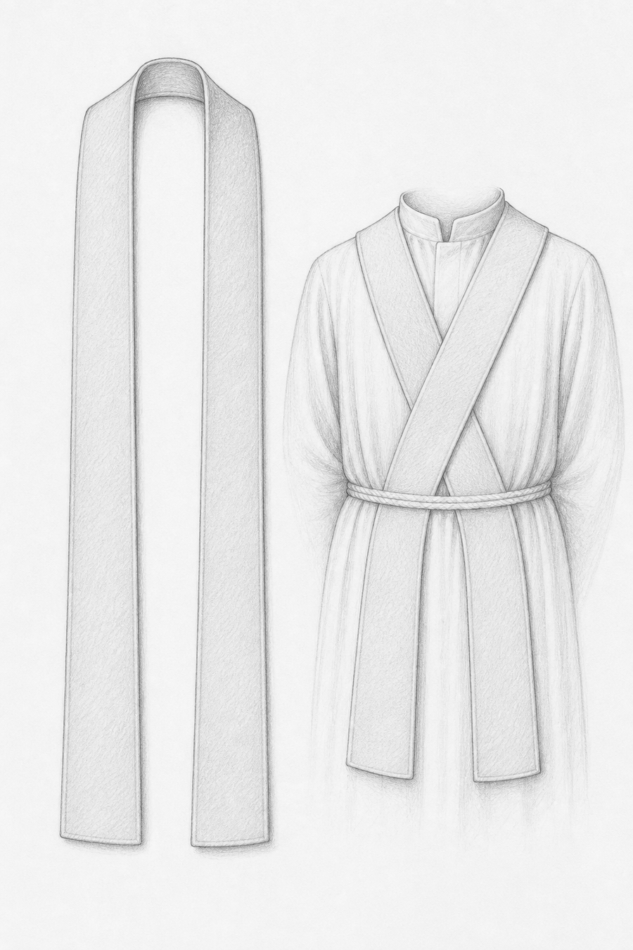 Pencil study: Priest's stole