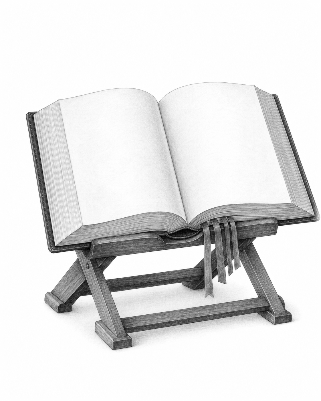 Pencil study: Altar Missal · Book marker · Missal stand