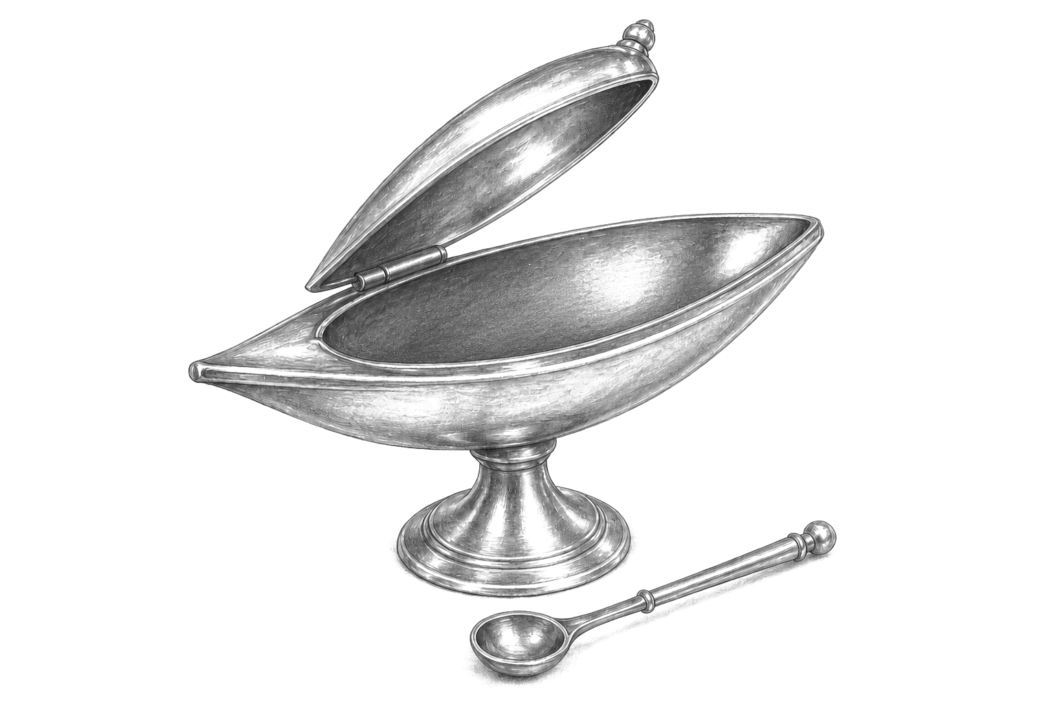 Pencil study: Incense boat and spoon