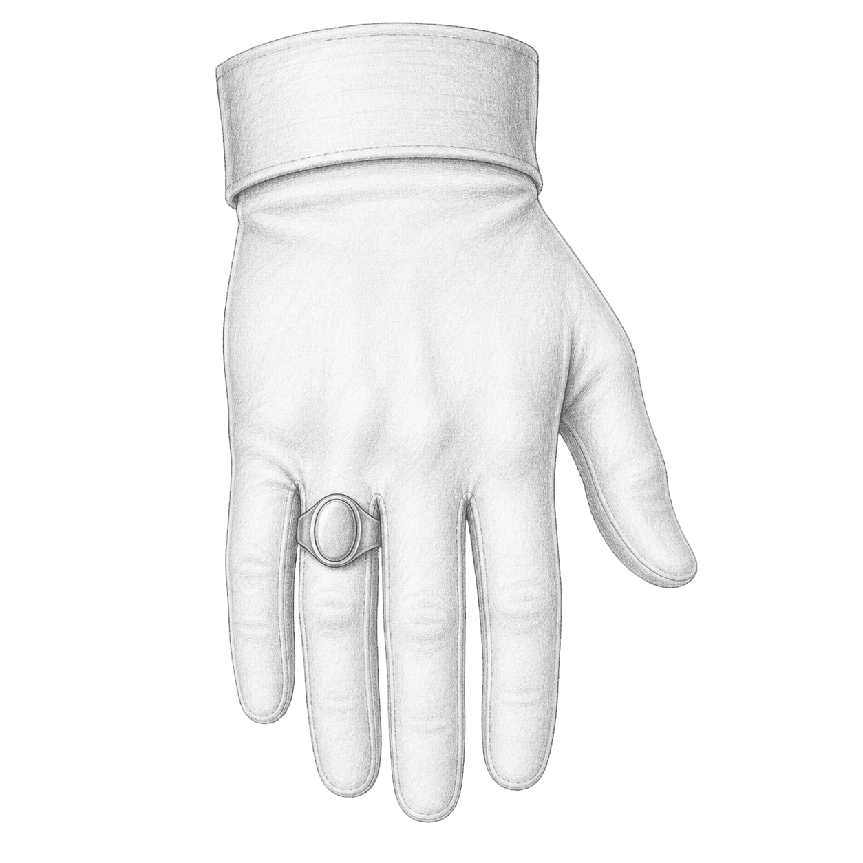 Pencil study: Pontifical gloves · Pontifical ring